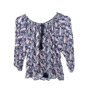 Denim & Supply Ralph Lauren Blouse Womens Large 3/4 Sleeve Top Paisley Boho